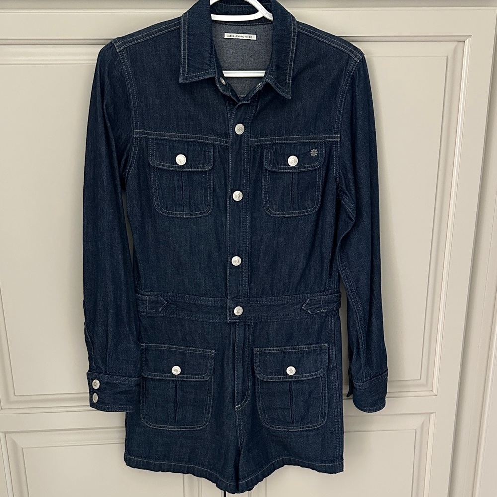 AG Alexa * Chung Dark Denim Long Sleeve Romper